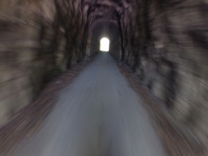 Atravessando um túnel na Katy Trail