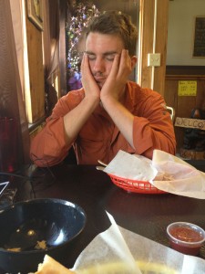 Lewis sleeping over his lunch